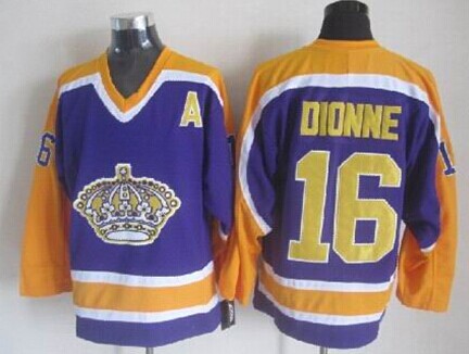Men's Los Angeles Kings #16 Marcel Dionne Purple With Yellow Throwback CCM Jersey Stitched