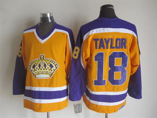 Men's Los Angeles Kings #18 Dave Taylor 1980-81 Gold CCM Vintage Throwback Jersey Stitched