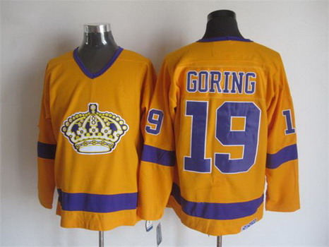 Men's Los Angeles Kings #19 Butch Goring 1970-71 Gold CCM Vintage Throwback Jersey Stitched