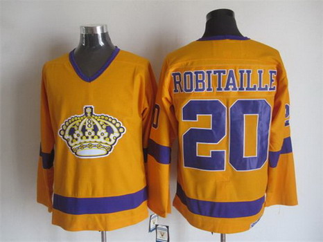 Men's Los Angeles Kings #20 Luc Robitaille 1970-71 Gold CCM Vintage Throwback Jersey Stitched