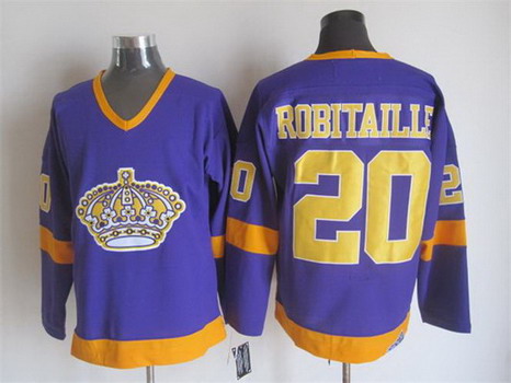 Men's Los Angeles Kings #20 Luc Robitaille 1977-79 Purple CCM Vintage Throwback Jersey Stitched
