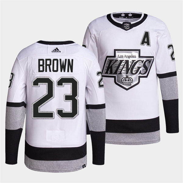 Men's Los Angeles Kings #23 Dustin Brown 2021-22 adidas White Alternate Premier Breakaway Player Jersey Stitched