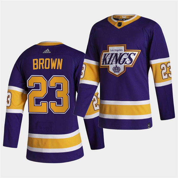 Men's Los Angeles Kings #23 Dustin Brown 2021 Purple Adidas NHL Reverse Retro Jersey Stitched