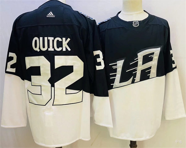 Men's Los Angeles Kings #32 Jonathan Quick Black White 2020 Stadium Series Jersey Stitched