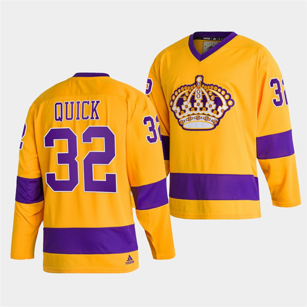 Men's Los Angeles Kings #32 Jonathan Quick adidas Gold Team Classics Jersey Stitched