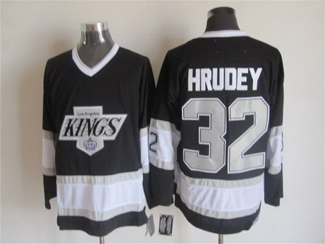Men's Los Angeles Kings #32 Kelly Hrudey 1992-93 Black CCM Vintage Throwback Jersey Stitched