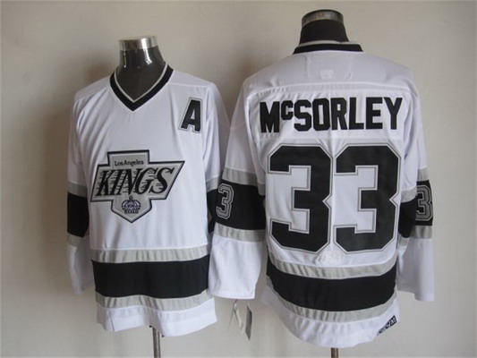 Men's Los Angeles Kings #33 Marty McSorley 1992-93 White CCM Vintage Throwback Jersey Stitched