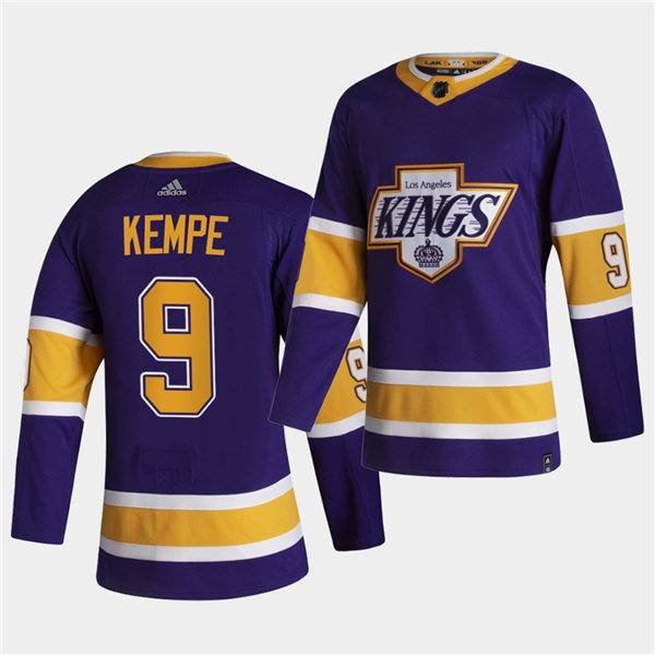 Men's Los Angeles Kings #9 Adrian Kempe 2021 Purple Adidas NHL Reverse Retro Jersey Stitched