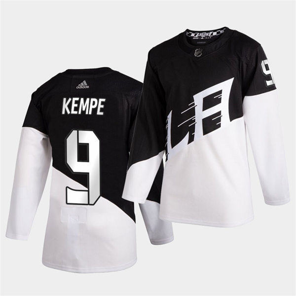 Men's Los Angeles Kings #9 Adrian Kempe Black White 2020 Stadium Series Jersey Stitched
