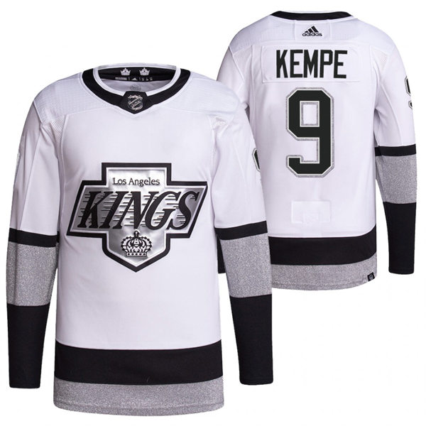 Men's Los Angeles Kings #9 Adrian Kempe adidas 2022 White Alternate Primegreen Jersey Stitched