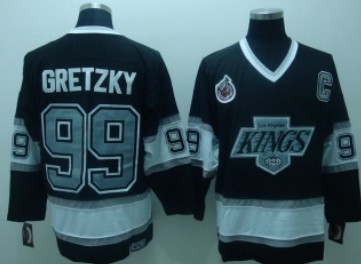 Men's Los Angeles Kings #99 Wayne Gretzky Black CCM Throwack Jersey Stitched