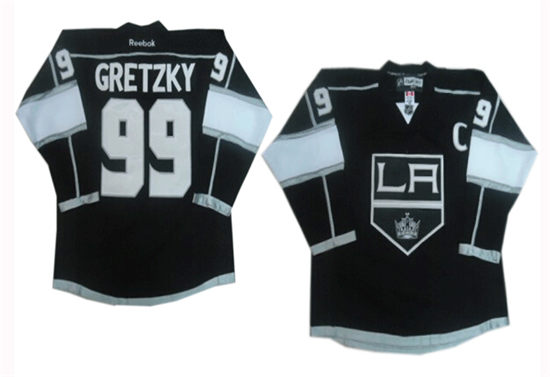 Men's Los Angeles Kings #99 Wayne Gretzky Black LA Jersey Stitched
