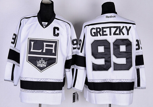 Men's Los Angeles Kings #99 Wayne Gretzky White LA Jersey Stitched