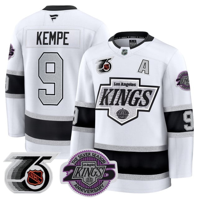 Men's Los Angeles Kings 91-92 75th 25th Anniversary Patch Premium Jersey - All Stitched Adrian Kempe