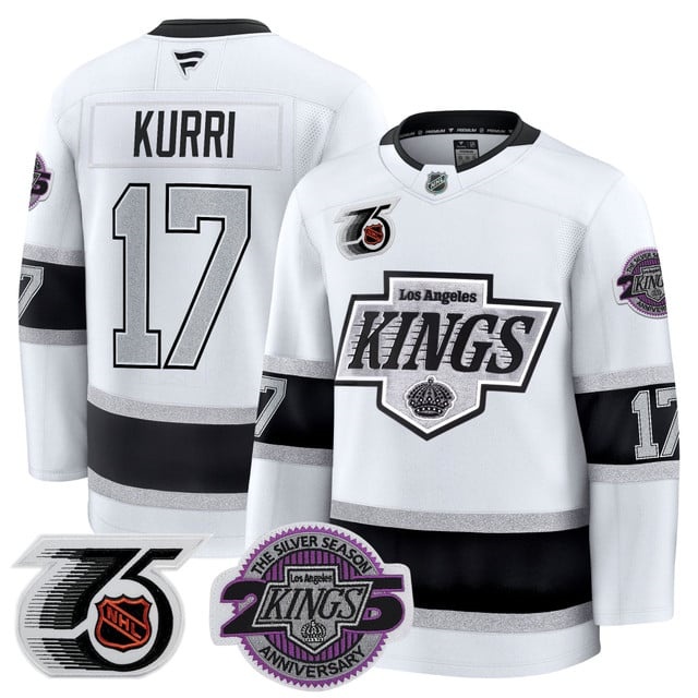 Men's Los Angeles Kings 91-92 75th 25th Anniversary Patch Premium Jersey - All Stitched Jari Kurri
