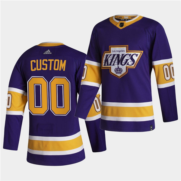 Men's Los Angeles Kings Custom 2021 Purple Adidas NHL Reverse Retro Jersey Stitched