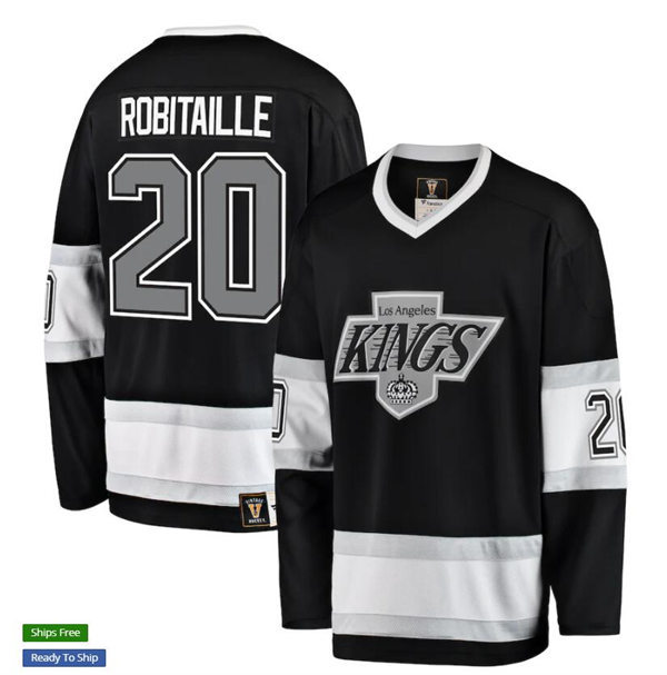 Men's Los Angeles Kings Retired Player #20 Luc Robitaille Black CCM Vintage Premier Jersey Stitched