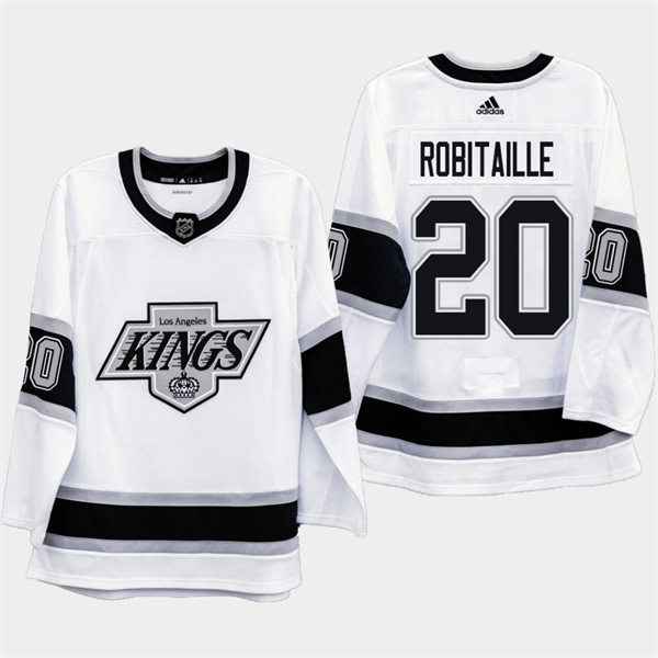 Men's Los Angeles Kings Retired Player #20 Luc Robitaille adidas White Away Premier Player Jersey Stitched