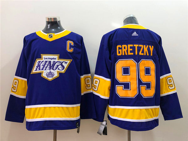 Men's Los Angeles Kings Retired Player #99 Wayne Gretzky 2021 Purple Adidas NHL Reverse Retro Jersey Stitched