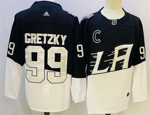 Men's Los Angeles Kings Retired Player #99 Wayne Gretzky Black White 2020 Stadium Series Jersey Stitched