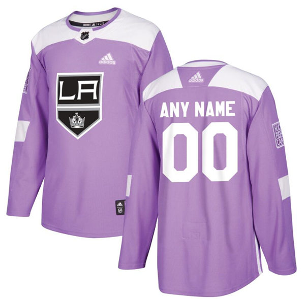 Men's Los Angeles Kings adidas Purple Hockey Fights Cancer Custom Practice Jersey Stitched