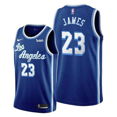 Men's Los Angeles Lakers #23 LeBron James 2020 Blue Throwback Jersey