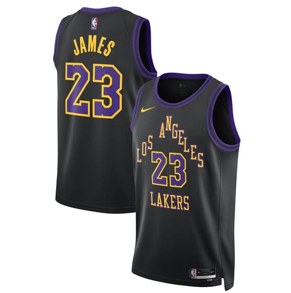 Men's Los Angeles Lakers #23 LeBron James Black 2025-26 City Edition Stitched Basketball Jersey