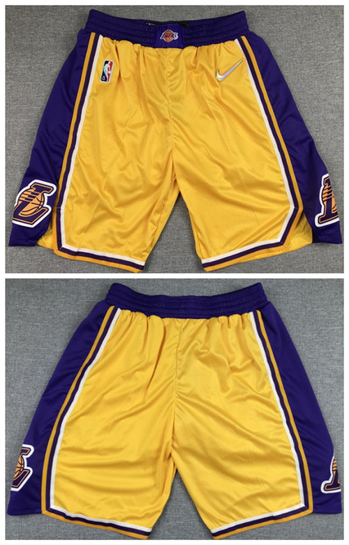 Men's Los Angeles Lakers 75th Anniversary Yellow Shorts (Run Small)