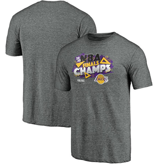 Men's Los Angeles Lakers Fanatics Gray 2020 NBA Finals Champions Saved By The Buzzer Tri Blend T-Shirt