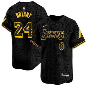 Men's Los Angeles Lakers Vapor Baseball Jersey - All Stitched Black 24 Kobe Bryant
