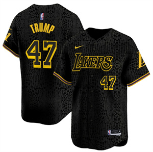 Men's Los Angeles Lakers Vapor Baseball Jersey - All Stitched Black 47 Donald Trump