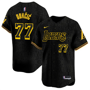 Men's Los Angeles Lakers Vapor Baseball Jersey - All Stitched Black 77 Luka Don?i?