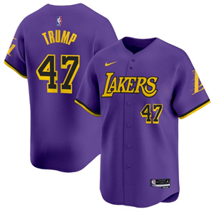 Men's Los Angeles Lakers Vapor Baseball Jersey - All Stitched Statement Donald Trump 47