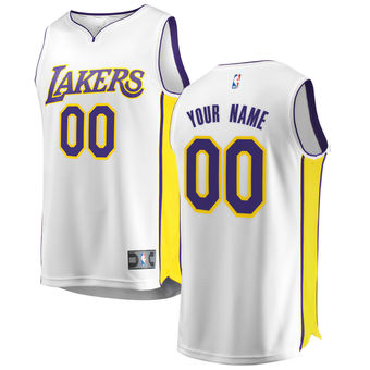 Men's Los Angeles Lakers White Custom Jersey