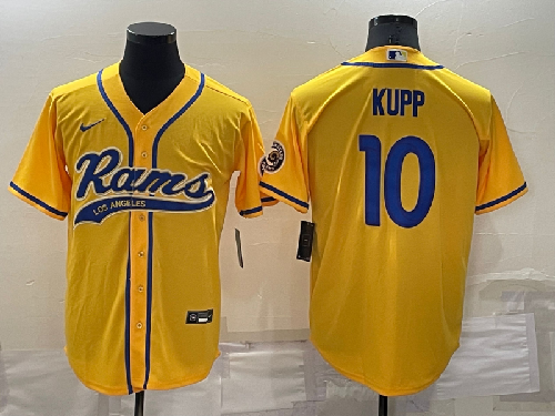 Men's Los Angeles Rams #10 Cooper Kupp Yellow Cool Base Stitched Baseball Jersey