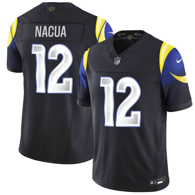 Men's Los Angeles Rams #12 Puka Nacua midnight blue 2025 F.U.S.E. a??Rivalriesa?? Vapor Limited Football Stitched Jersey