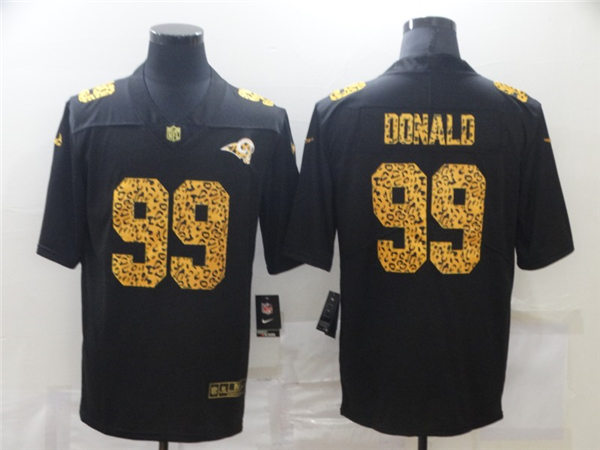 Men's Los Angeles Rams #99 Aaron Donald Black Nike Leopard Fashion Football Jersey