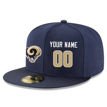 Men's Los Angeles Rams Navy Color Snapback Custom Hat (Stitched any name&number)
