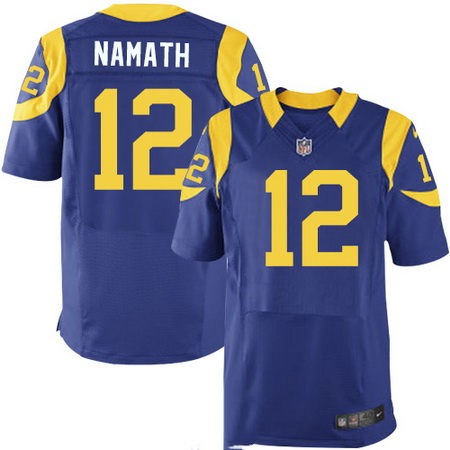 Men's Los Angeles Rams Retired Player #12 Joe Namath Royal Blue Alternate Stitched NFL Nike Elite