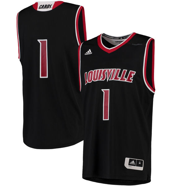 Men's Louisville Cardinals #1 Black Basketball Jersey