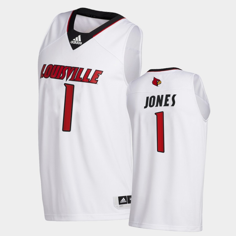 Men's Louisville Cardinals #1 Carlik Jones Adidas  2020 White Basketball Jersey