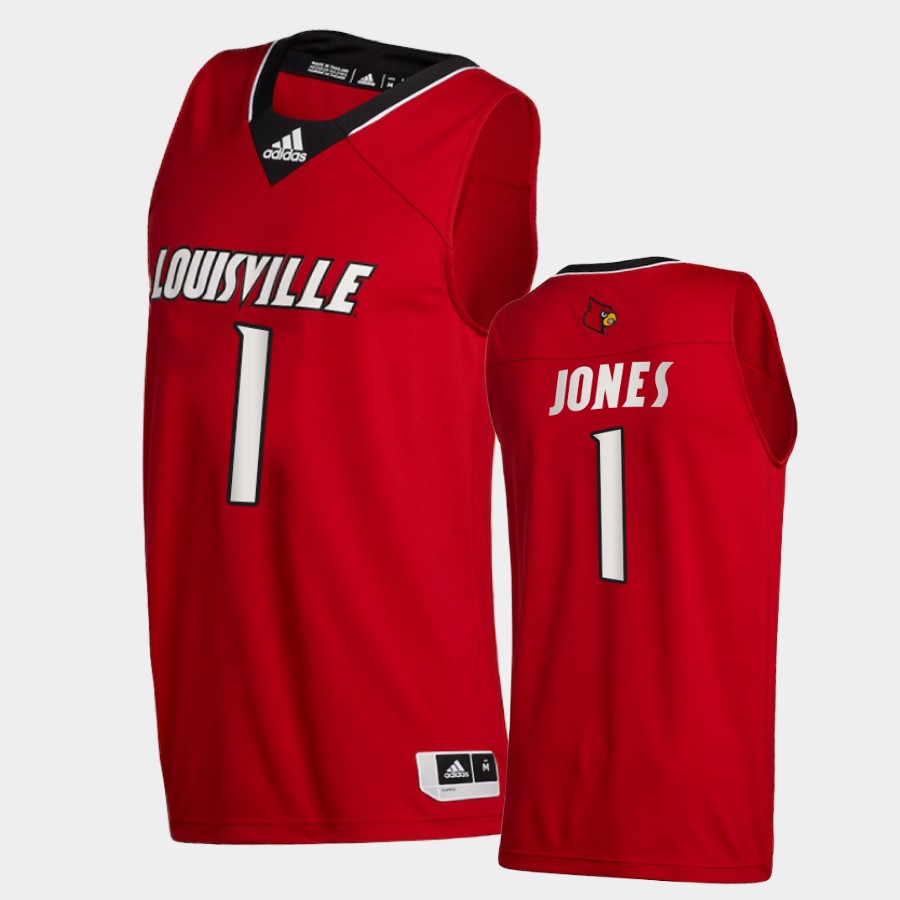 Men's Louisville Cardinals #1 Carlik Jones Adidas 2020 Red Basketball Jersey