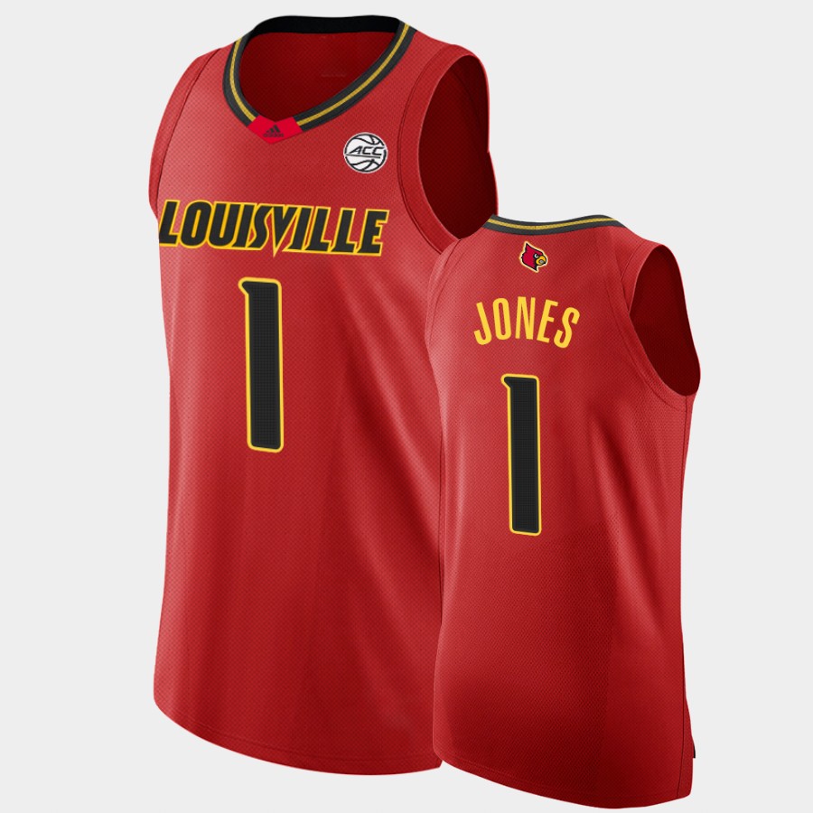 Men's Louisville Cardinals #1 Carlik Jones Adidas 2021 Red  College Basketball Jersey