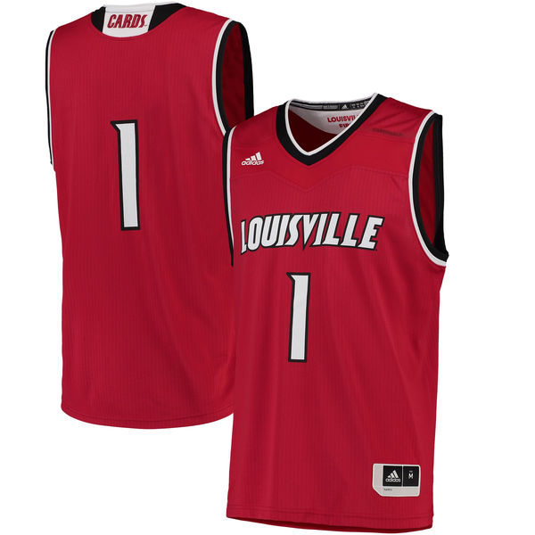Men's Louisville Cardinals #1 Red Basketball Jersey