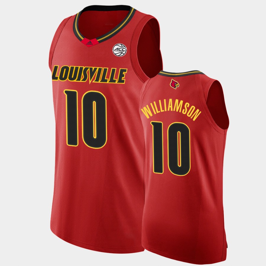Men's Louisville Cardinals #10 Samuell Williamson  Adidas 2021 Red  College Basketball Jersey