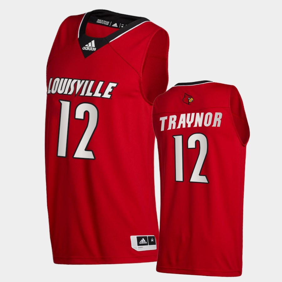 Men's Louisville Cardinals #12 JJ Traynor Adidas 2020 Red Basketball Jersey