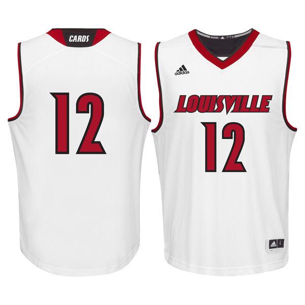 Men's Louisville Cardinals #12 White Basketball Jersey