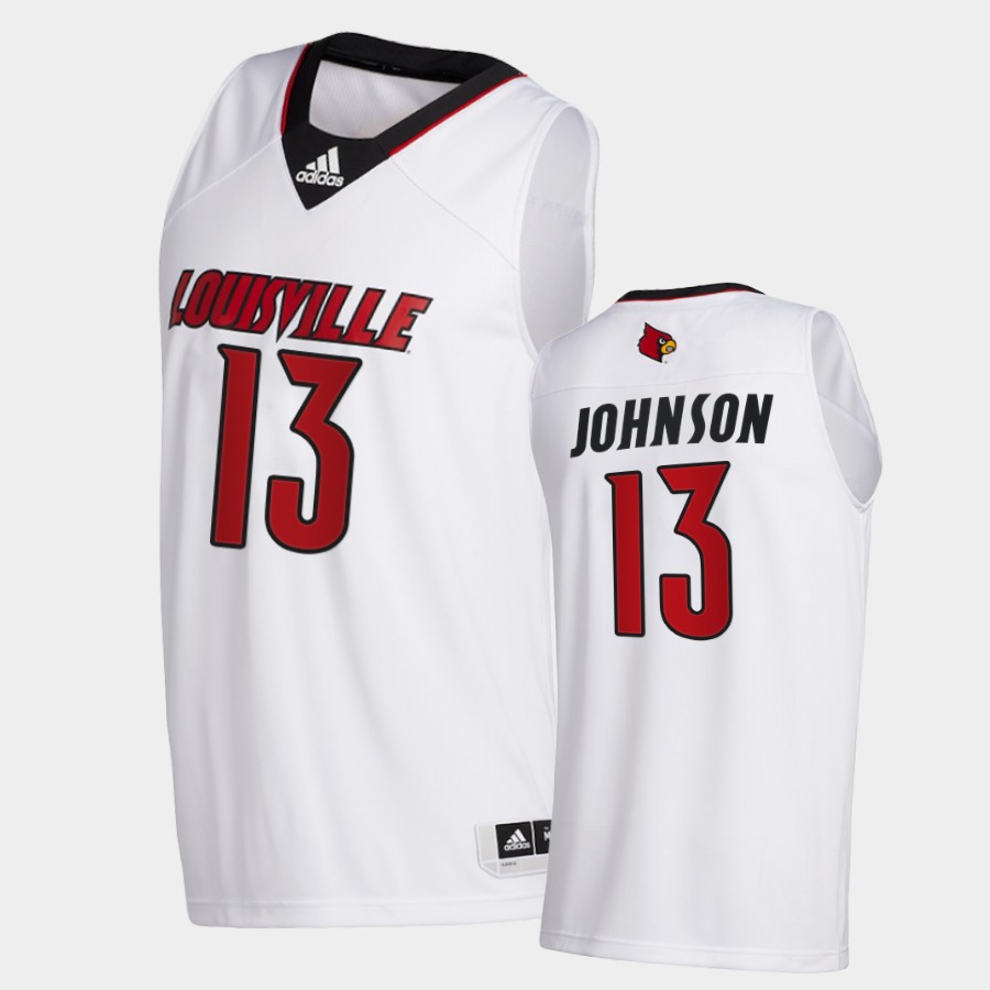 Men's Louisville Cardinals #13 David Johnson Adidas  2020 White Basketball Jersey