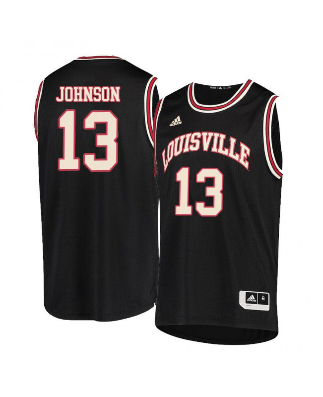 Men's Louisville Cardinals #13 David Johnson Adidas Black Round Neck Retro Basketball Jersey
