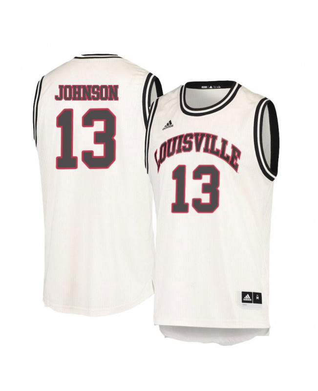 Men's Louisville Cardinals #13 David Johnson Adidas White Round Neck Retro Basketball Jersey